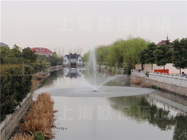 浮水喷泉曝气机，生态浮岛，在上海二里泾河道治理中的应用