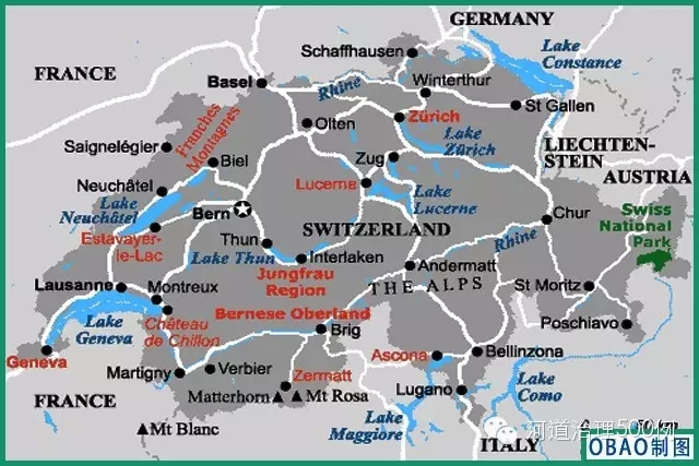 瑞士湖泊河流地理位置