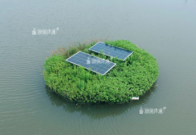太阳能浮田型净水平台（太阳能曝气生物浮岛）可根据水体具体情况制作成不同外观样式及不同运行方式
