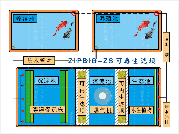 改进型三池两坝工艺用于养殖尾水治理，可减少占用土地面积，降低运行成本，延长使用寿命